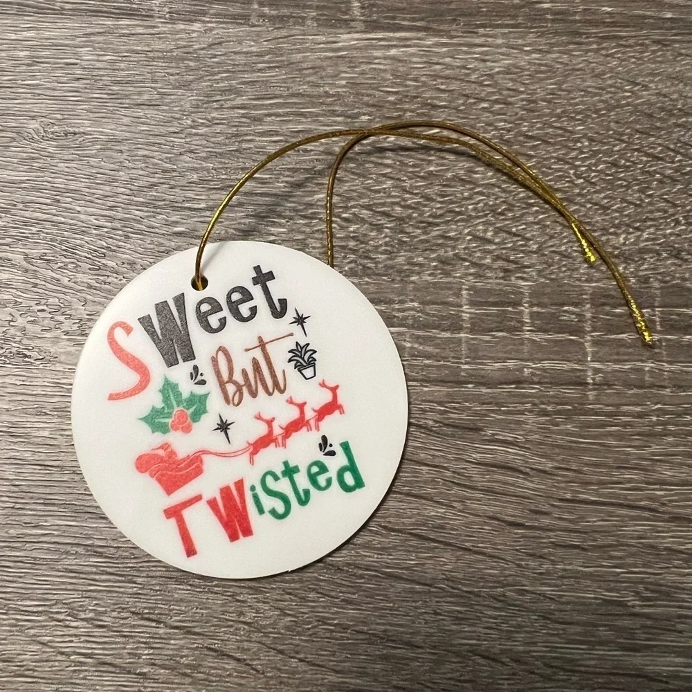 Sweet But Twisted Christmas Double Sided 3 inch Round Ornament NIP